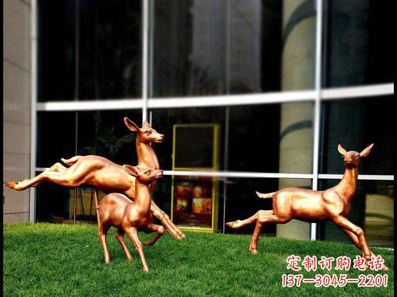 聊城精美青铜动物雕塑——小鹿奔跑