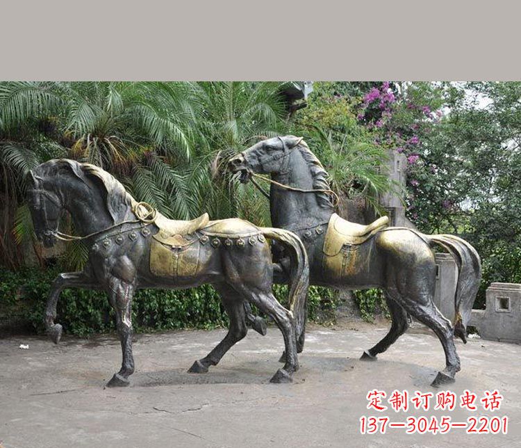 聊城3米大型精美纯铜马鞍雕塑