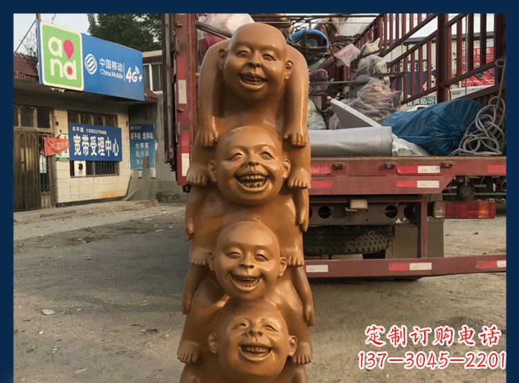 聊城公园铜雕罗汉小和尚人物雕塑