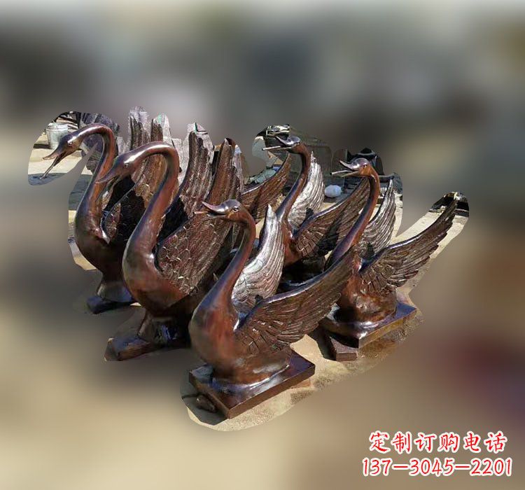 聊城公园铜雕天鹅
