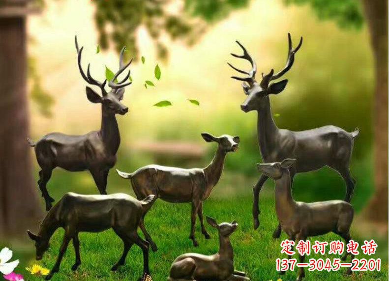 聊城公园铜雕阳光小鹿动物雕塑