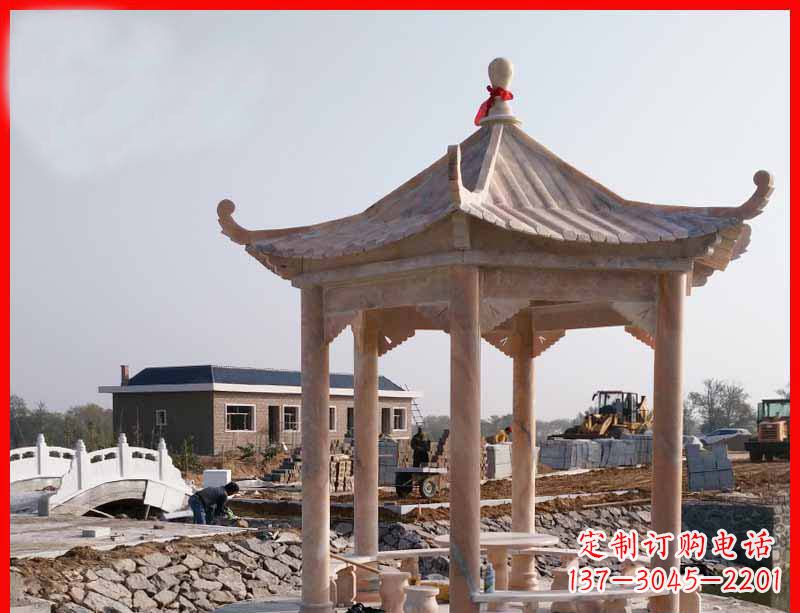 聊城红六角石凉亭雕塑