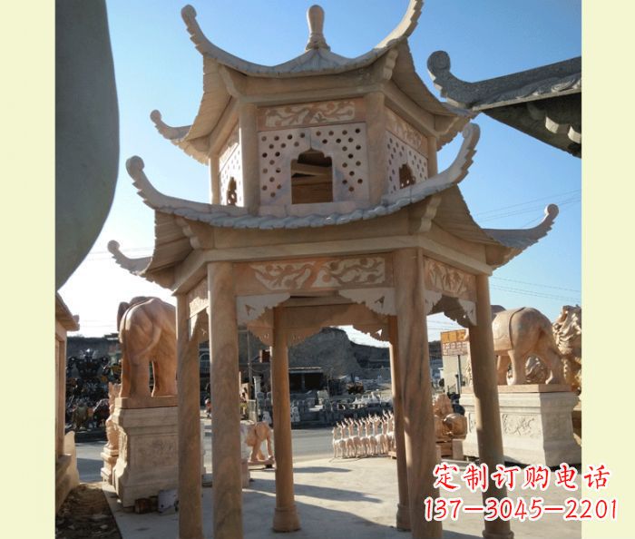 聊城中式双层石雕凉亭