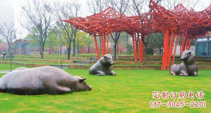 聊城中领雕塑精美休闲动物铜雕