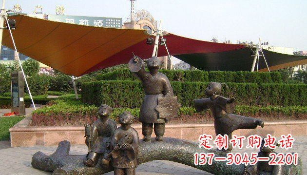 聊城装饰性的小孩放风筝铜雕