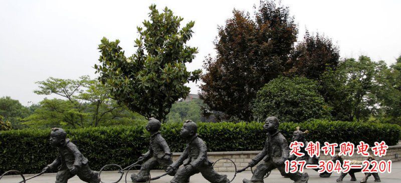 聊城精美推铁圈小品铜雕,让小孩更加可爱