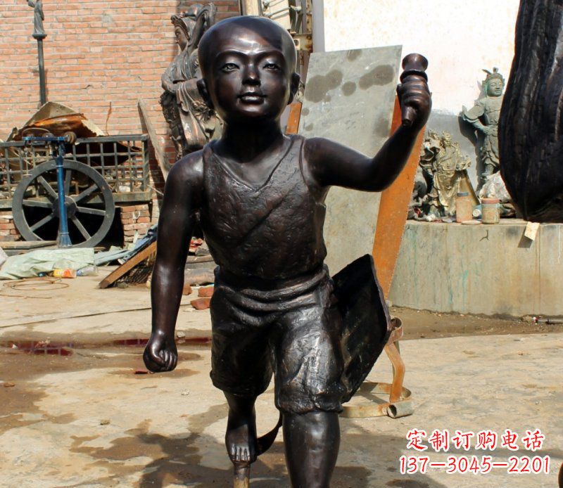 聊城打造完美的小孩铜雕,让童趣活跃