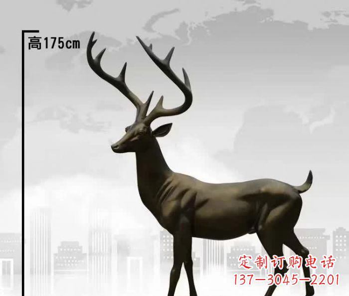 聊城精美的铜制公园小鹿雕塑
