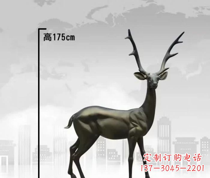 聊城精致优雅的铜制公园小鹿雕塑