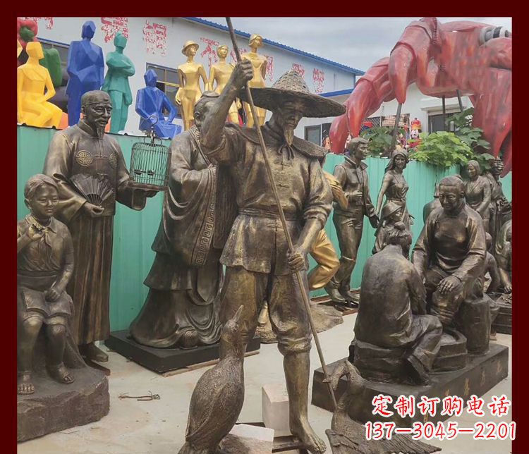 聊城新中式鸬鹚铜雕塑