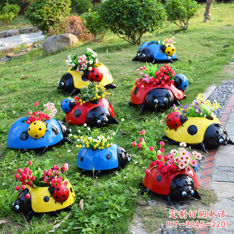 聊城公园园林七星瓢虫玻璃钢创意花盆