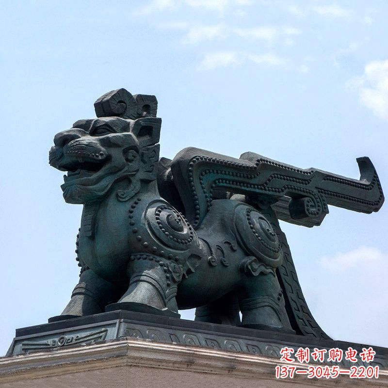 聊城中领雕塑-铜制獬豸雕塑