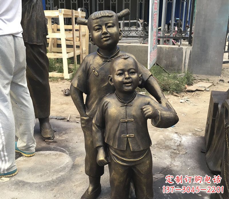 聊城中领雕塑纯手工古典儿童铜雕
