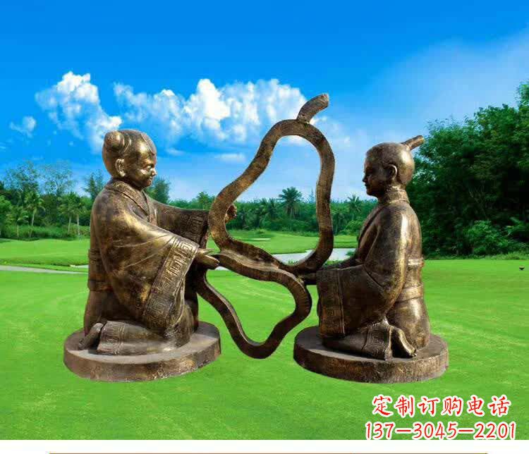 聊城古代孔融让梨人物铜雕