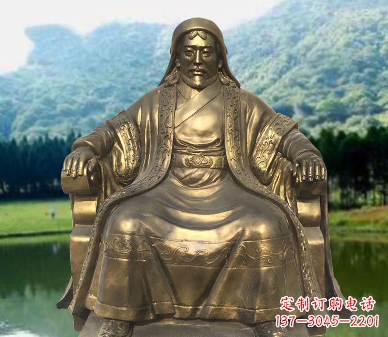 聊城古代名人成吉思汗铜雕2