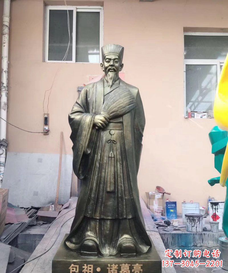 聊城中领雕塑经典传承,诸葛亮铜雕!