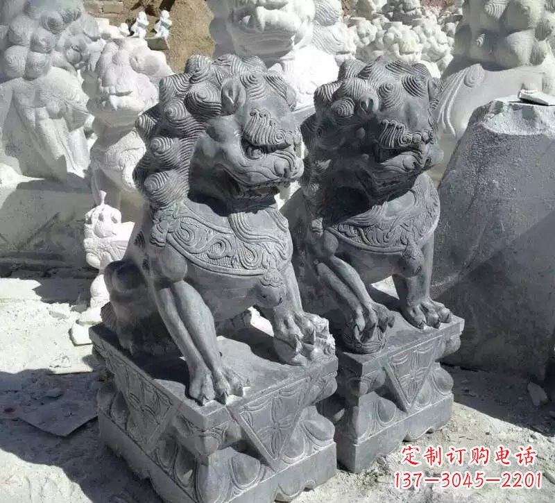 聊城古典青石狮子雕塑