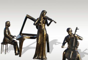 聊城公园景观钢琴拉小提琴人物铜雕
