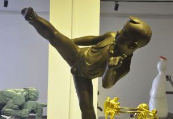 聊城领雕塑男孩练功夫铜雕