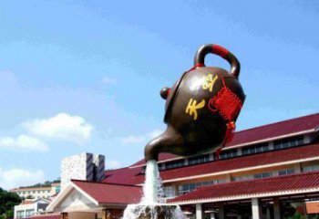 聊城传统铜质茶壶雕塑
