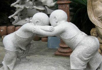 聊城可爱小孩摔跤石雕
