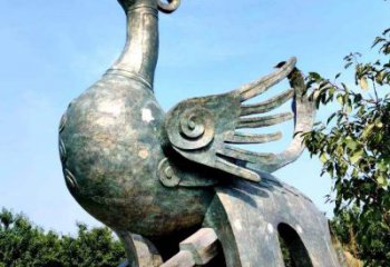 聊城公园园林朱雀铜雕景观雕塑