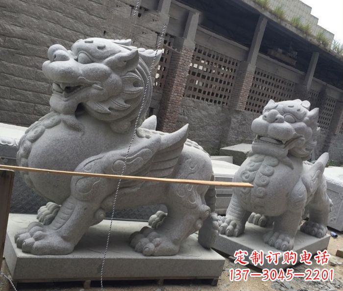 聊城中领雕塑–精美的古代神兽大理石貔貅雕塑
