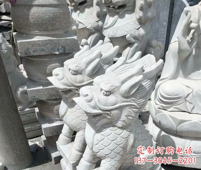 聊城传统工艺,精细做工,古代神兽大理石麒麟石雕高端定制