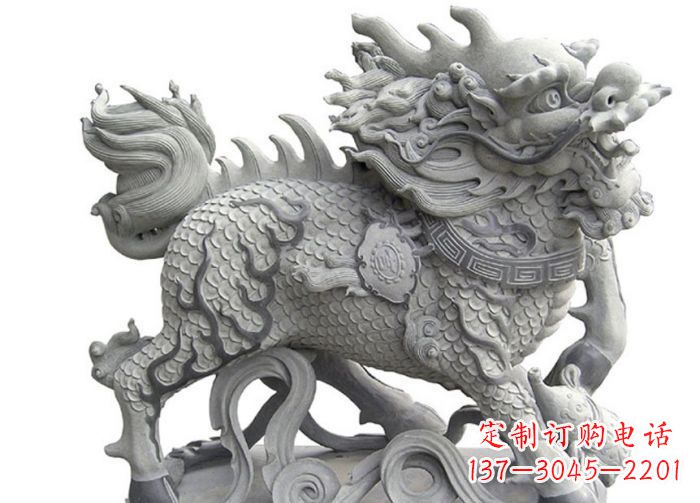 聊城古代神兽麒麟石雕 (3)