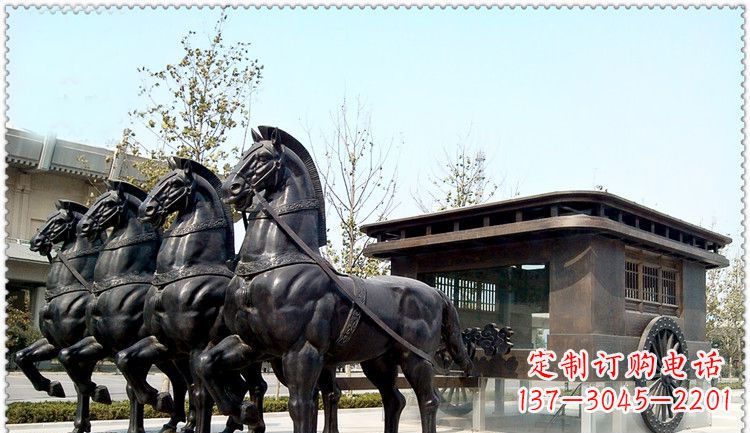 聊城传统古典马车铜雕塑