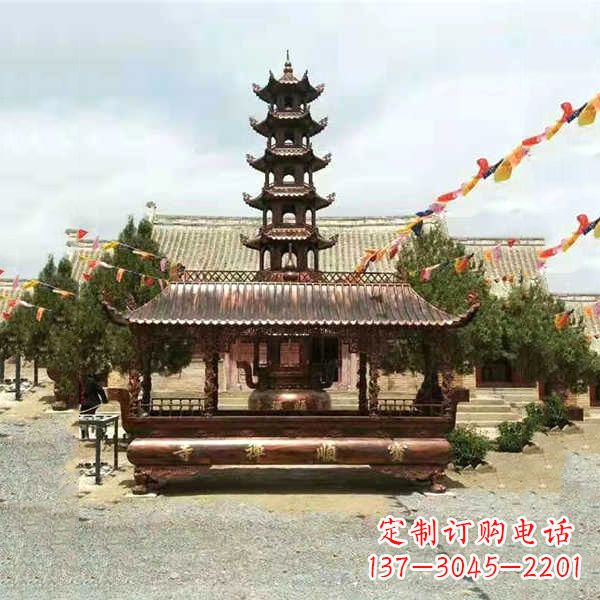 聊城全新古典铜香炉雕龙塑型双耳方形器皿