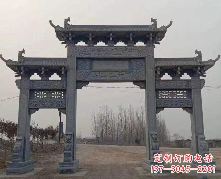 聊城古石牌坊-手工精雕细琢牌坊雕塑
