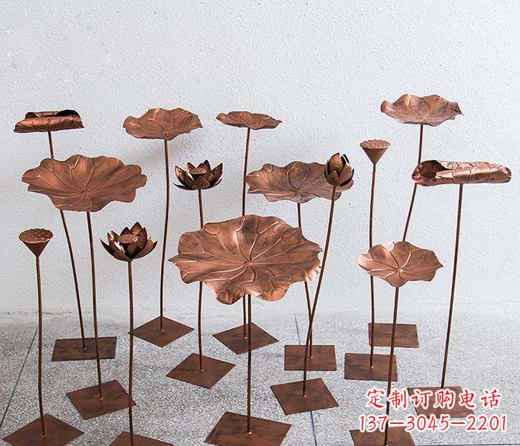 聊城精美古铜色荷花不锈钢雕塑