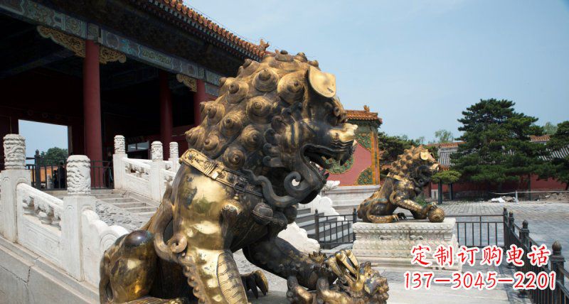聊城故宫黄铜狮子雕塑