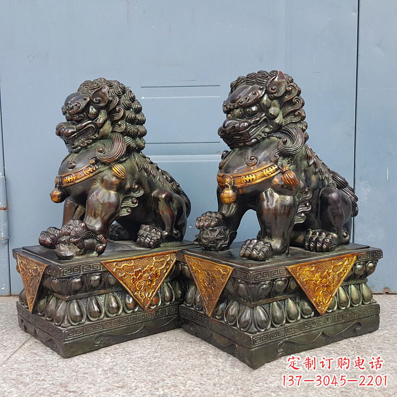 聊城中国传统工艺青铜狮子雕塑