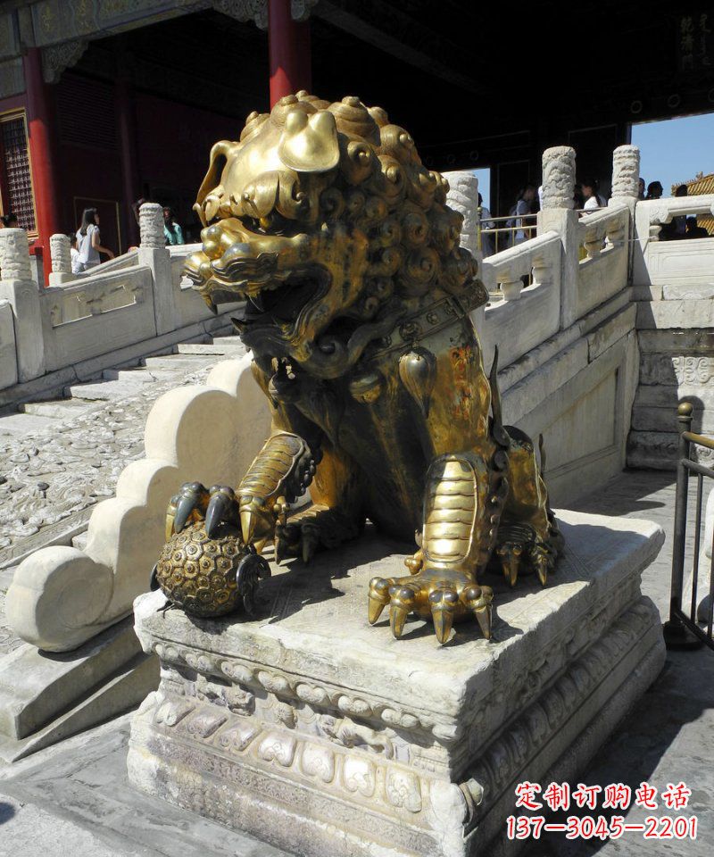 聊城故宫铜制狮子雕塑,传承中国传统文化