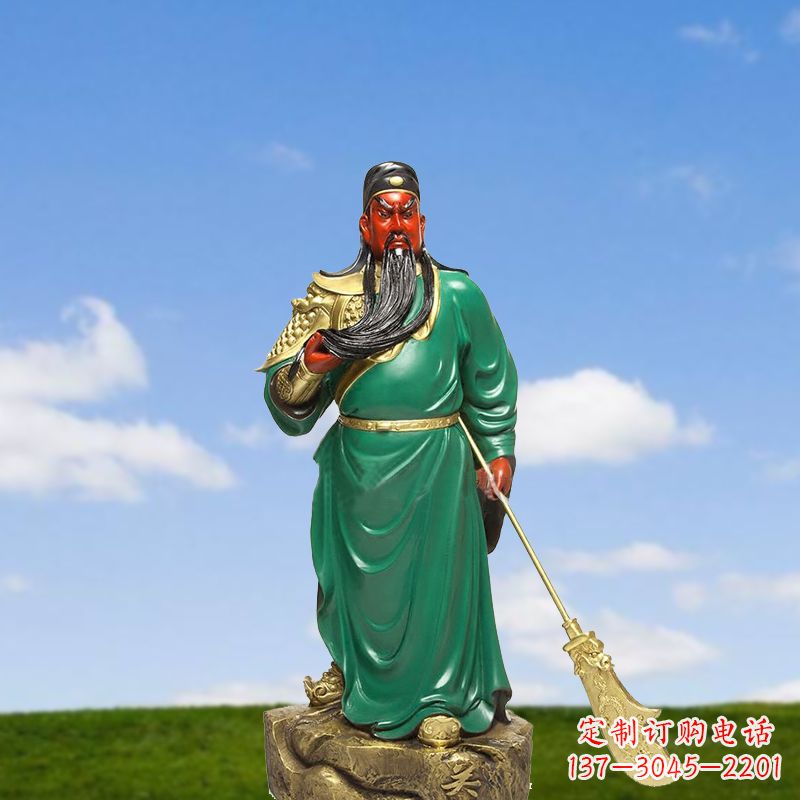 聊城精美彩绘关公雕塑