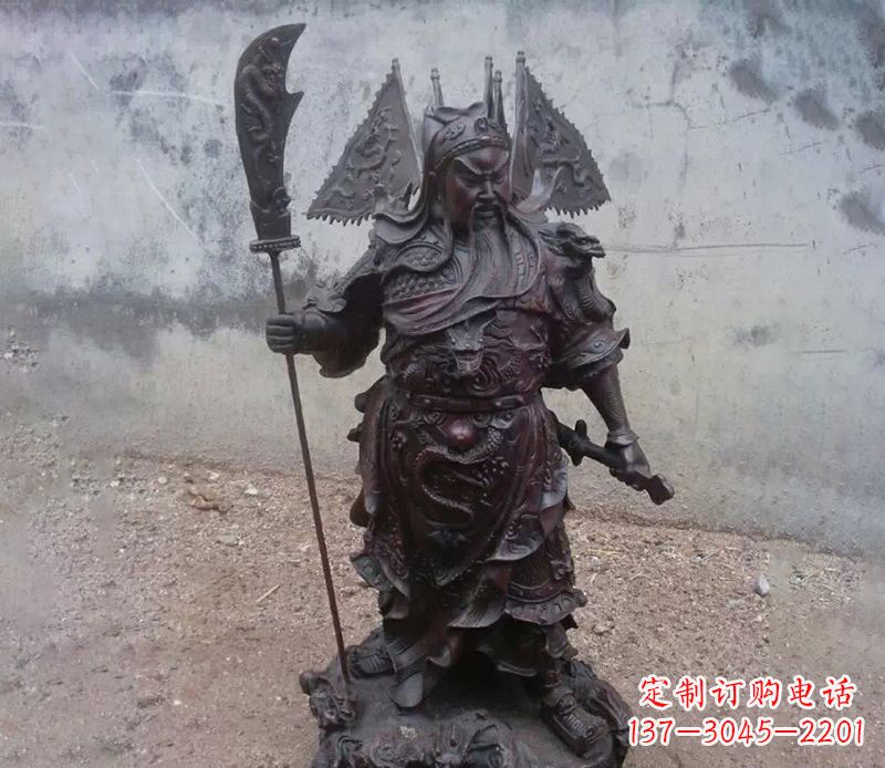 聊城来自中国神话传说的关公提刀铜雕