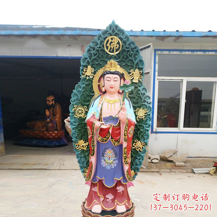 聊城艺术精致观音玻璃钢彩绘雕塑