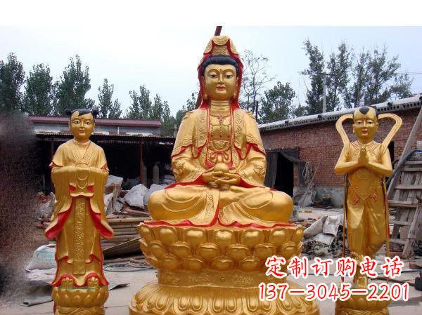 聊城观音善财童子龙女铜雕