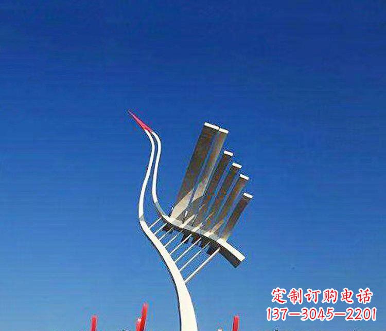 聊城广场不锈钢抽象丹顶鹤景观雕塑