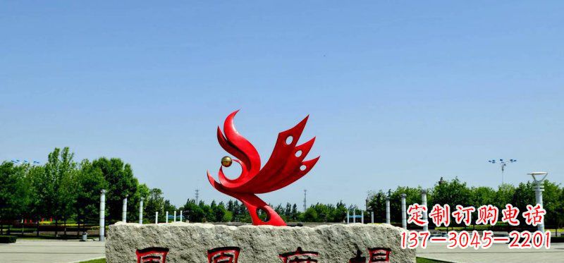 聊城广场不锈钢抽象凤凰雕塑 (3)