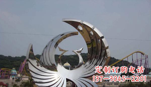 聊城广场不锈钢抽象凤凰雕塑 (2)
