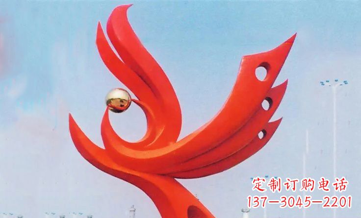聊城新中领雕塑-不锈钢抽象凤凰雕塑