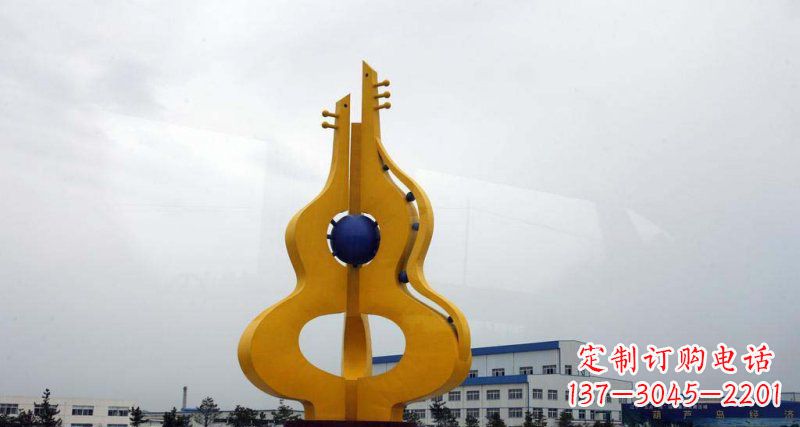 聊城中领雕塑:葫芦琵琶不锈钢雕塑