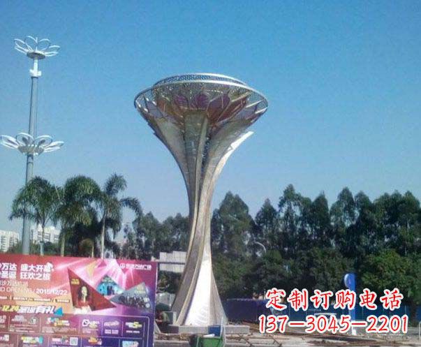 聊城精美大型不锈钢抽象莲花雕塑