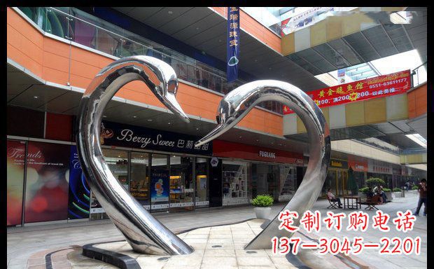 聊城中领雕塑:精美的不锈钢抽象天鹅雕塑