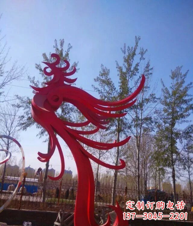 聊城广场不锈钢大型抽象凤凰雕塑