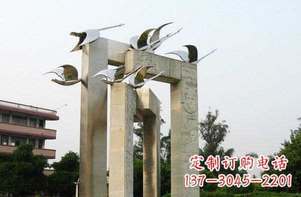 聊城广场不锈钢大雁动物雕塑