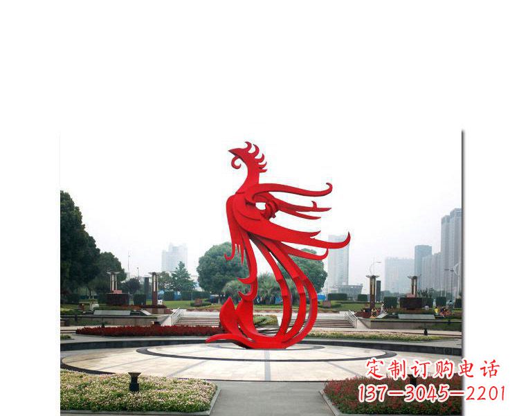 聊城广场不锈钢飞翔的凤凰雕塑
